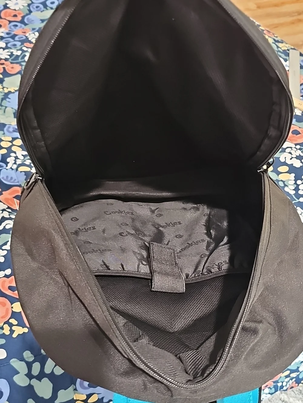 Cookies Smell Proof Black Backpack with Blue Accents